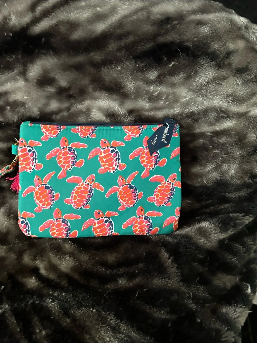 Simply Southern Green Sea Turtle Print Wristlet Wallet with Tassel